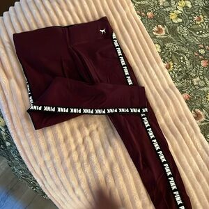 Victoria Secret PINK Yoga leggings pants. Burgundy size Medium. 3/4 length.